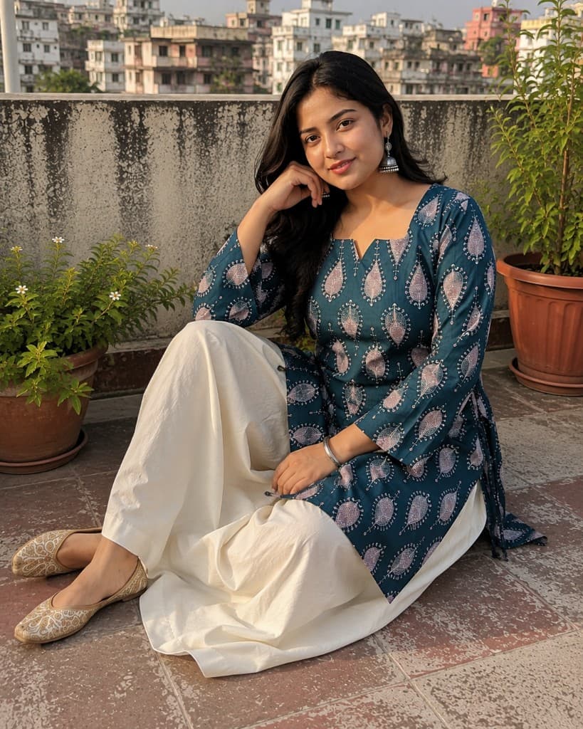 Aarong Cotton Corset Kurti — Kurtis — Dhaka, Bangladesh | AURAREM — view 3
