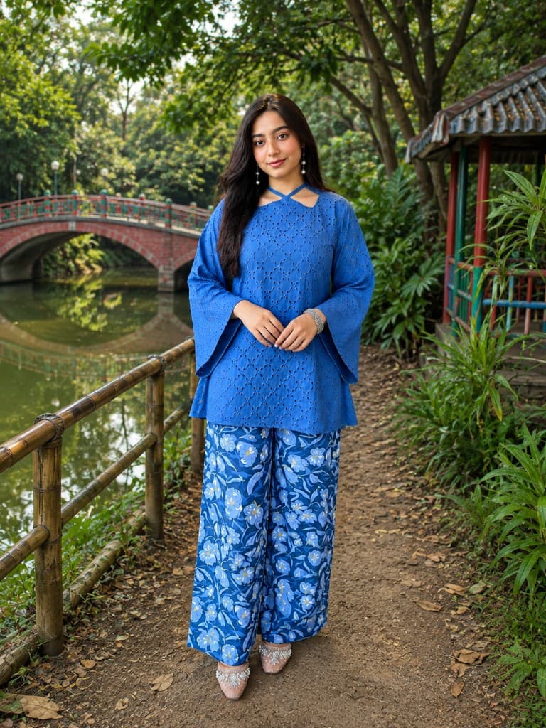 Farshi Salwar & Chicken Kari Kurti Set — New Arrivals — Dhaka, Bangladesh | AURAREM — view 2