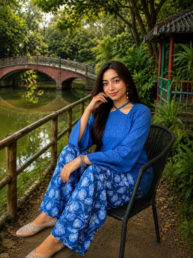 Farshi Salwar & Chicken Kari Kurti Set — New Arrivals — Dhaka, Bangladesh | AURAREM — view 4