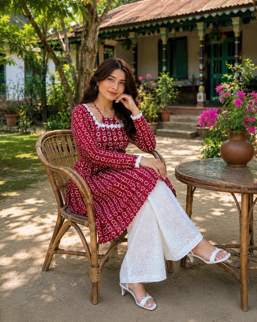 Maroon Printed Co-Ord Set — New Arrivals — Dhaka, Bangladesh | AURAREM — view 2
