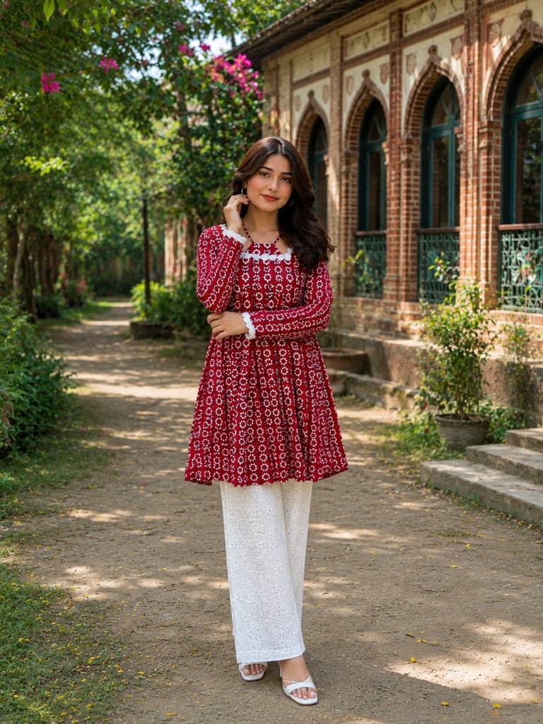 Maroon Printed Co-Ord Set — New Arrivals — Dhaka, Bangladesh | AURAREM — view 3