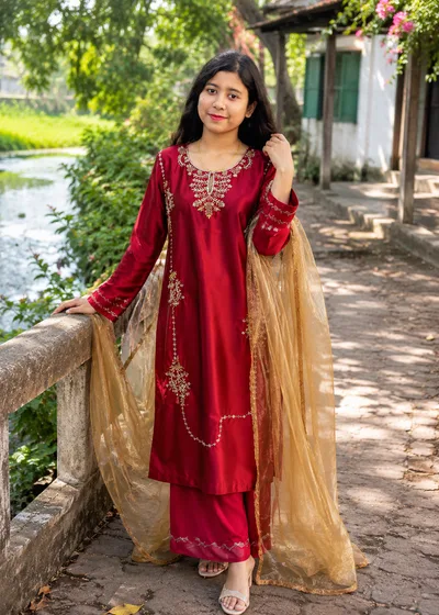 Premium PK-Inspired Sapphire Karchupi 3PC Set — Dresses — Dhaka, Bangladesh | AURAREM
