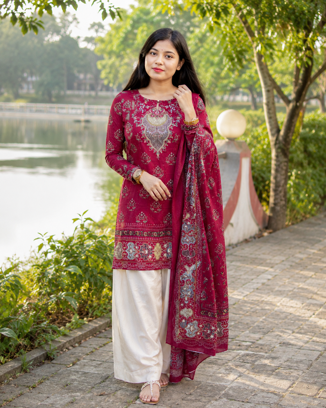 Premium Pure Cotton 3 Piece Pakistani Inspired Dress — Dresses — Dhaka, Bangladesh | AURAREM — view 2