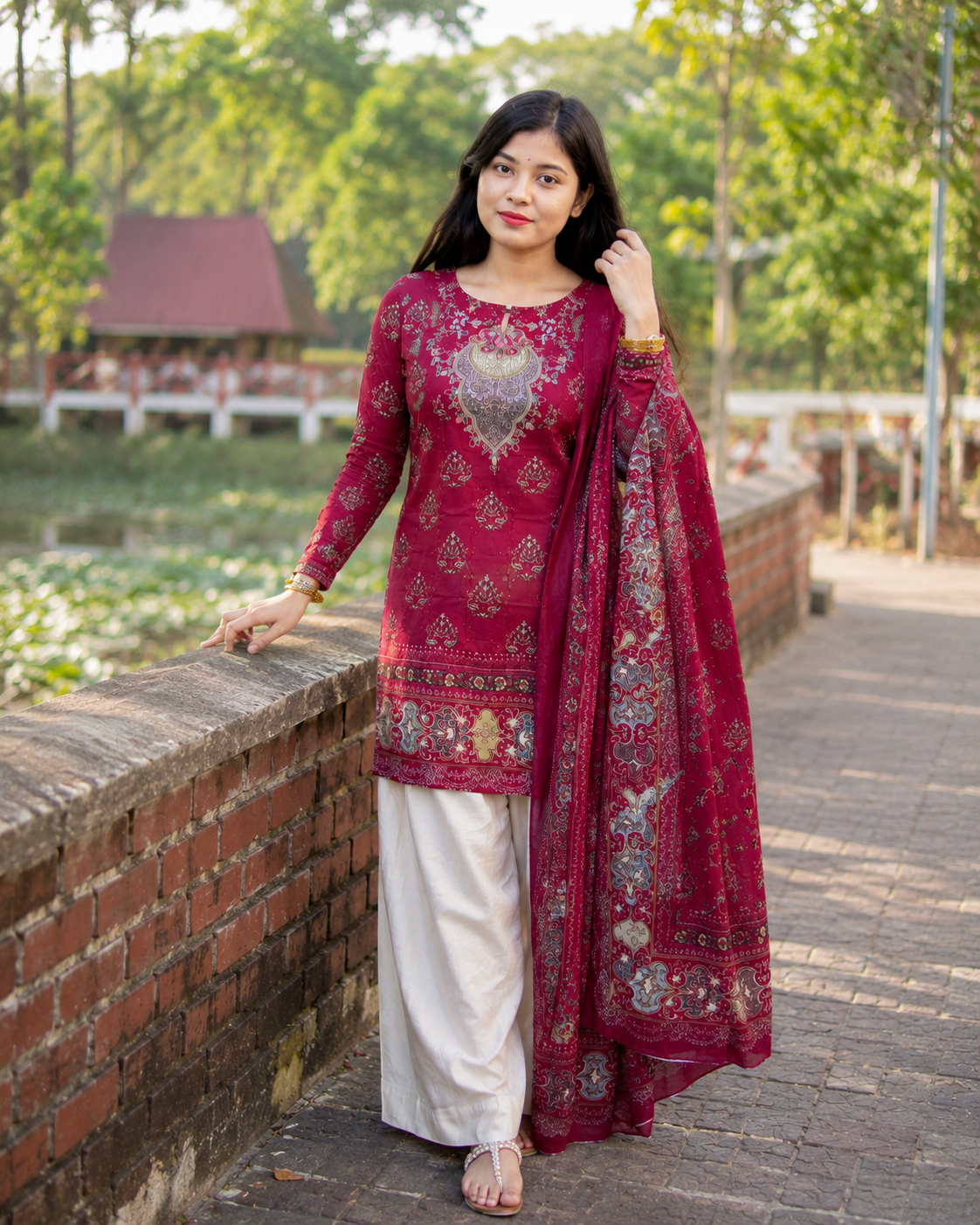 Premium Pure Cotton 3 Piece Pakistani Inspired Dress — Dresses — Dhaka, Bangladesh | AURAREM — view 4