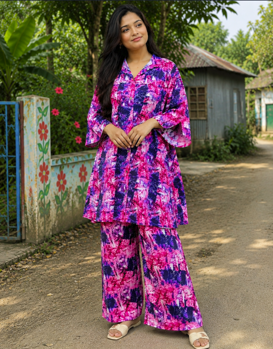 Aurarem Premium China Linen Printed Co-Ord Set | Elegant Casual Wear for Women — Kurtis — Dhaka, Bangladesh | AURAREM — view 2