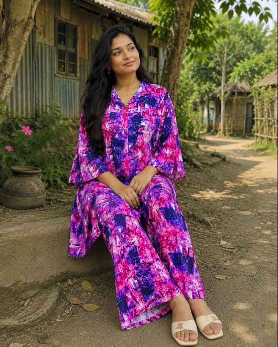 Aurarem Premium China Linen Printed Co-Ord Set | Elegant Casual Wear for Women — Kurtis — Dhaka, Bangladesh | AURAREM — view 3