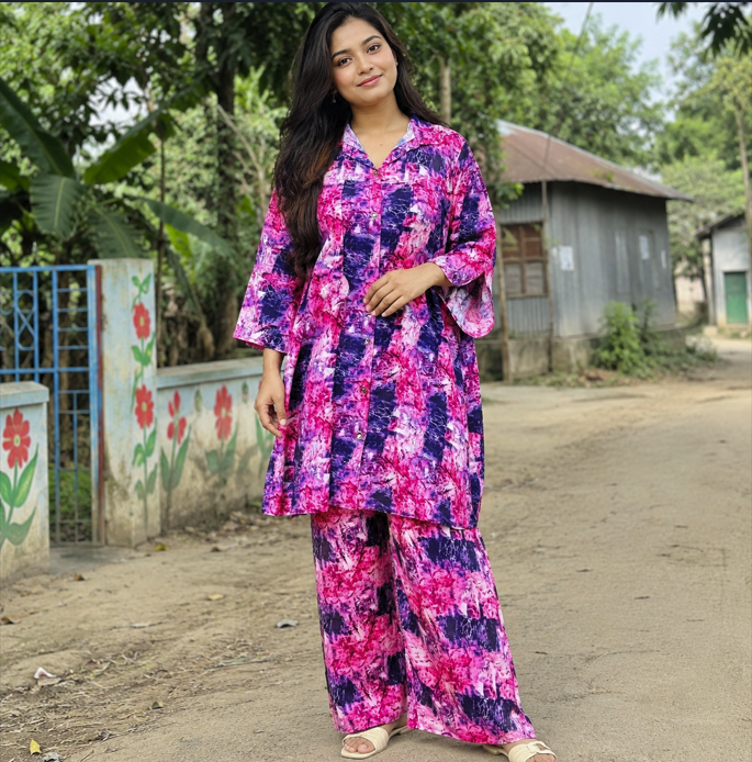 Aurarem Premium China Linen Printed Co-Ord Set | Elegant Casual Wear for Women — Kurtis — Dhaka, Bangladesh | AURAREM — view 4