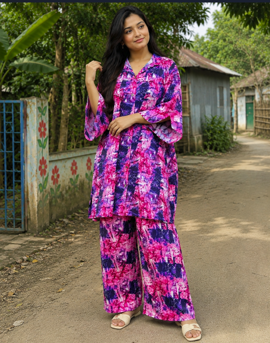 Aurarem Premium China Linen Printed Co-Ord Set | Elegant Casual Wear for Women — Kurtis — Dhaka, Bangladesh | AURAREM — view 5