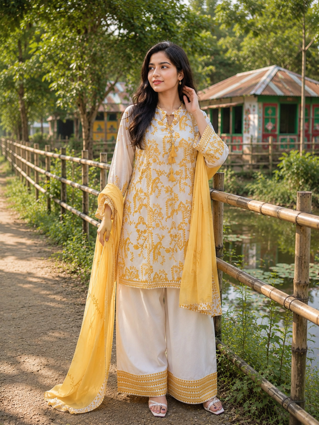 Aurarem | Premium Cotton 3-Piece — Dresses — Dhaka, Bangladesh | AURAREM — view 2