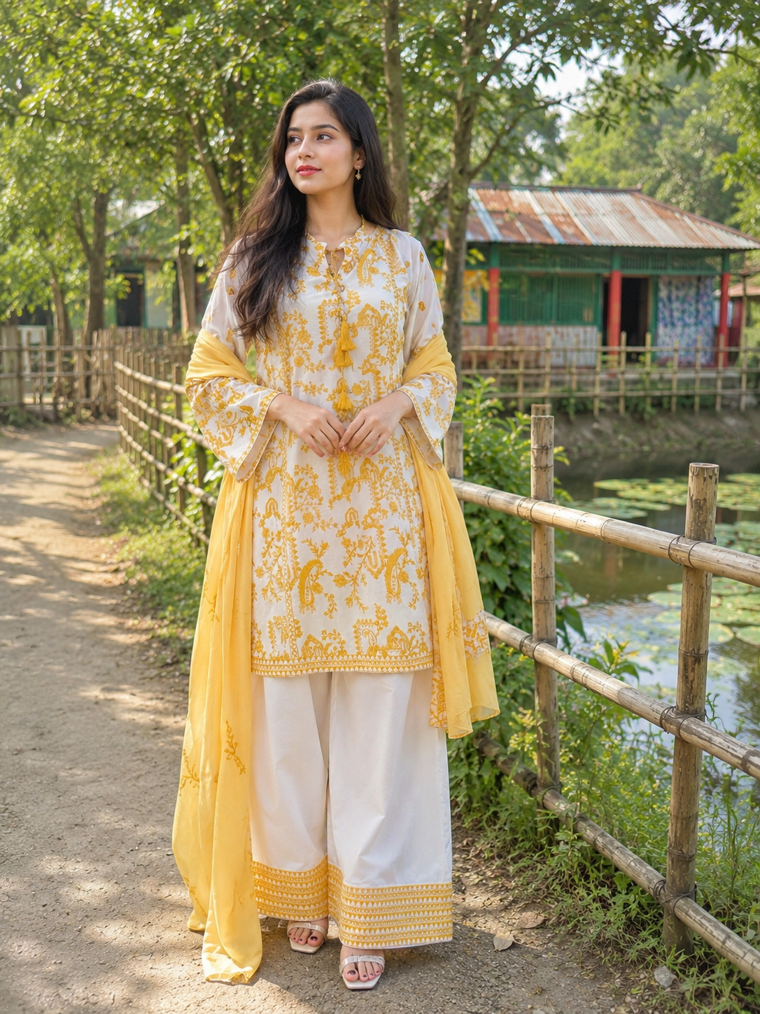 Aurarem | Premium Cotton 3-Piece — Dresses — Dhaka, Bangladesh | AURAREM — view 3