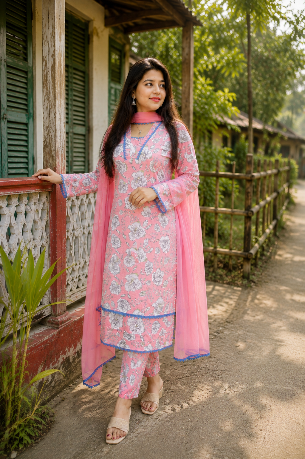 Elegant Floral 3-Piece Set — Dresses — Dhaka, Bangladesh | AURAREM — view 3