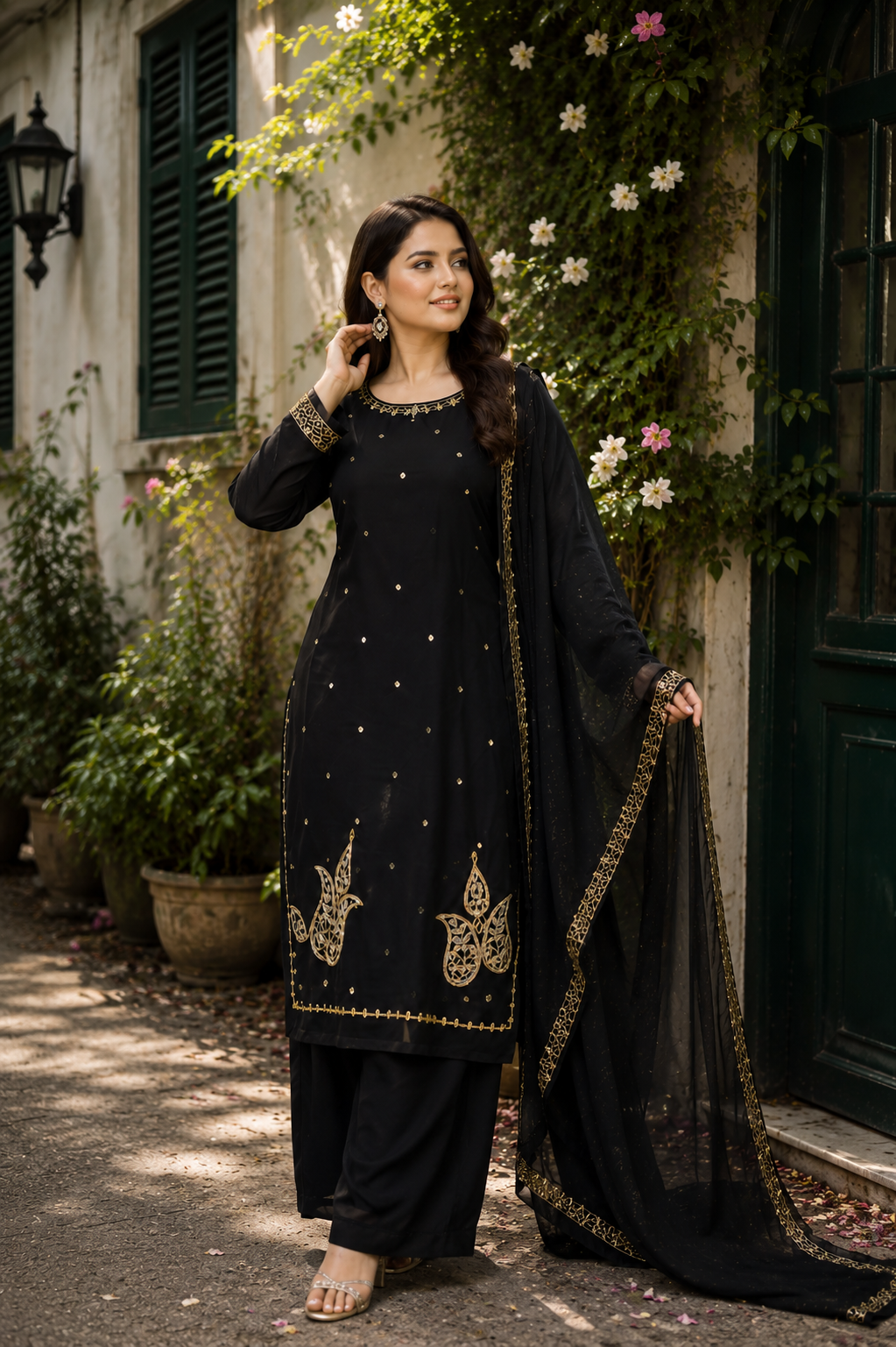 Elegant Beads Embroidery 3-Piece Set — Dresses — Dhaka, Bangladesh | AURAREM — view 2