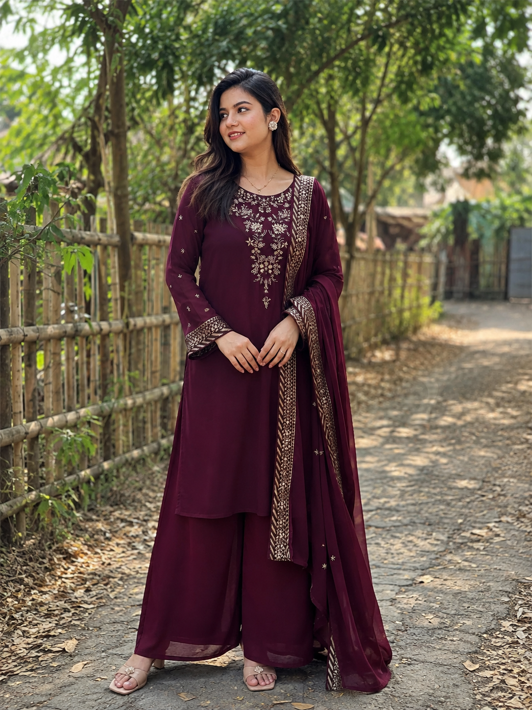 Premium 3-Piece Embroidery Set — Dresses — Dhaka, Bangladesh | AURAREM — view 2