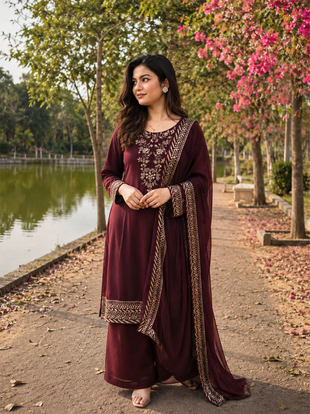 Premium 3-Piece Embroidery Set — Dresses — Dhaka, Bangladesh | AURAREM — view 3